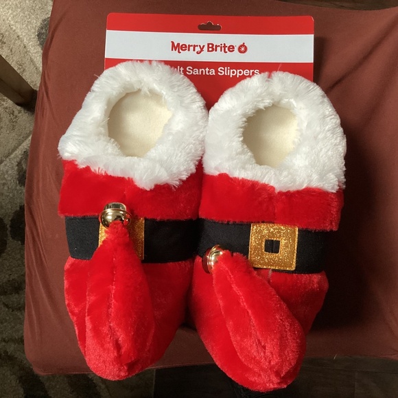Merry Brite Adult Santa Slippers New Size M (7-8) - Picture 3 of 10